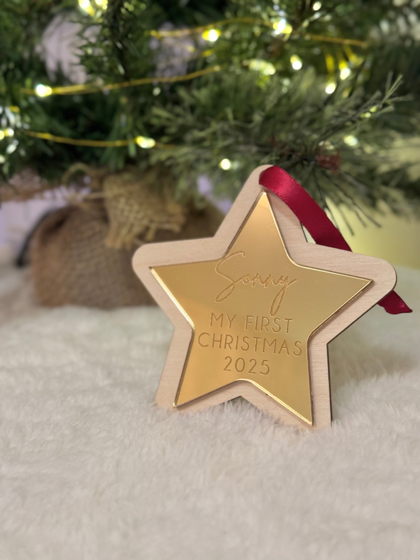 My First Christmas Star Bauble - Gold