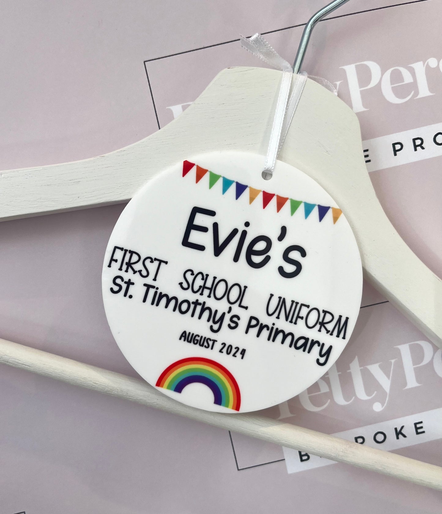 Personalised First School Uniform Hanger Tag