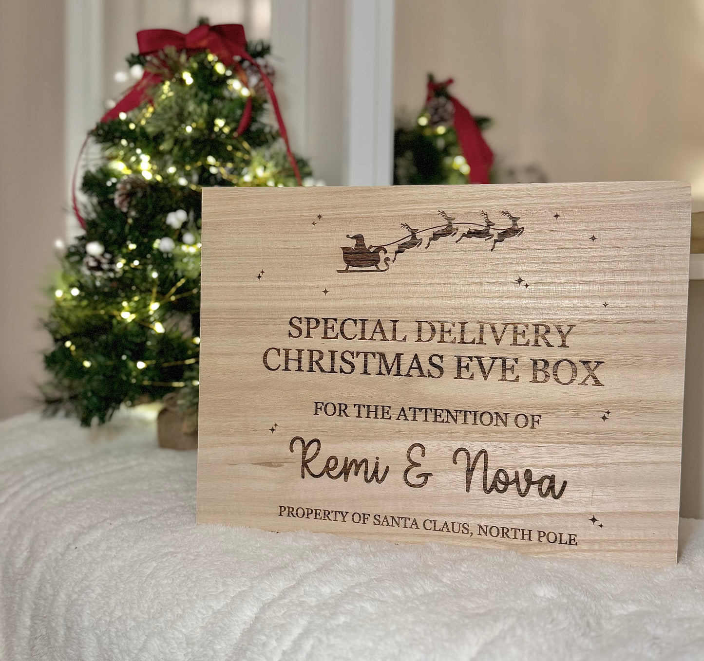 Wooden Christmas Eve Box - Laser Engraved