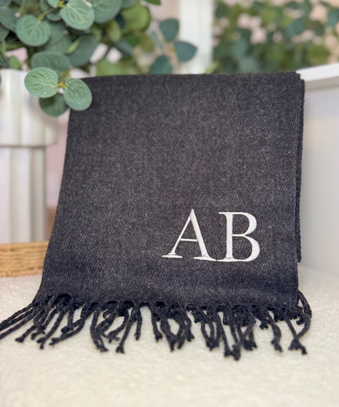 Personalised Luxury Scarf - Charcoal