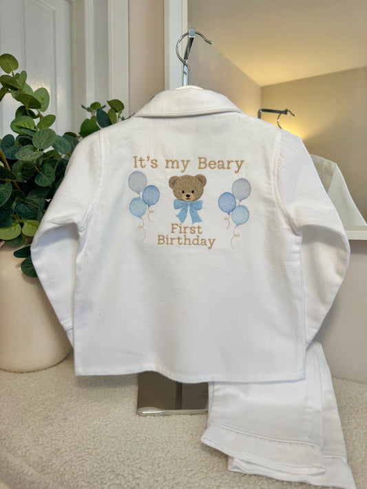 Beary First Birthday Theme - Brushed Cotton PJs