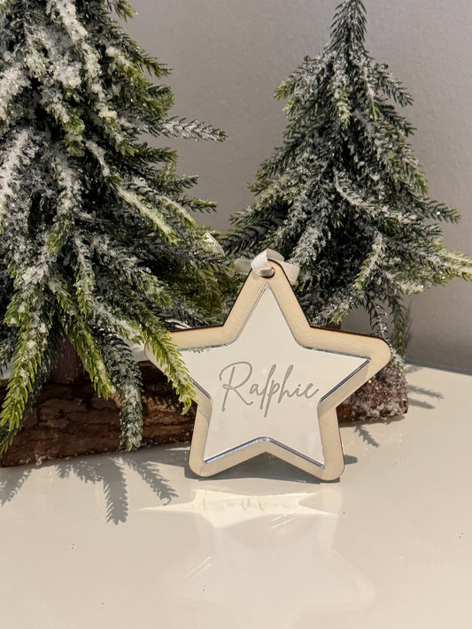 Personalised Star Christmas Bauble - Silver