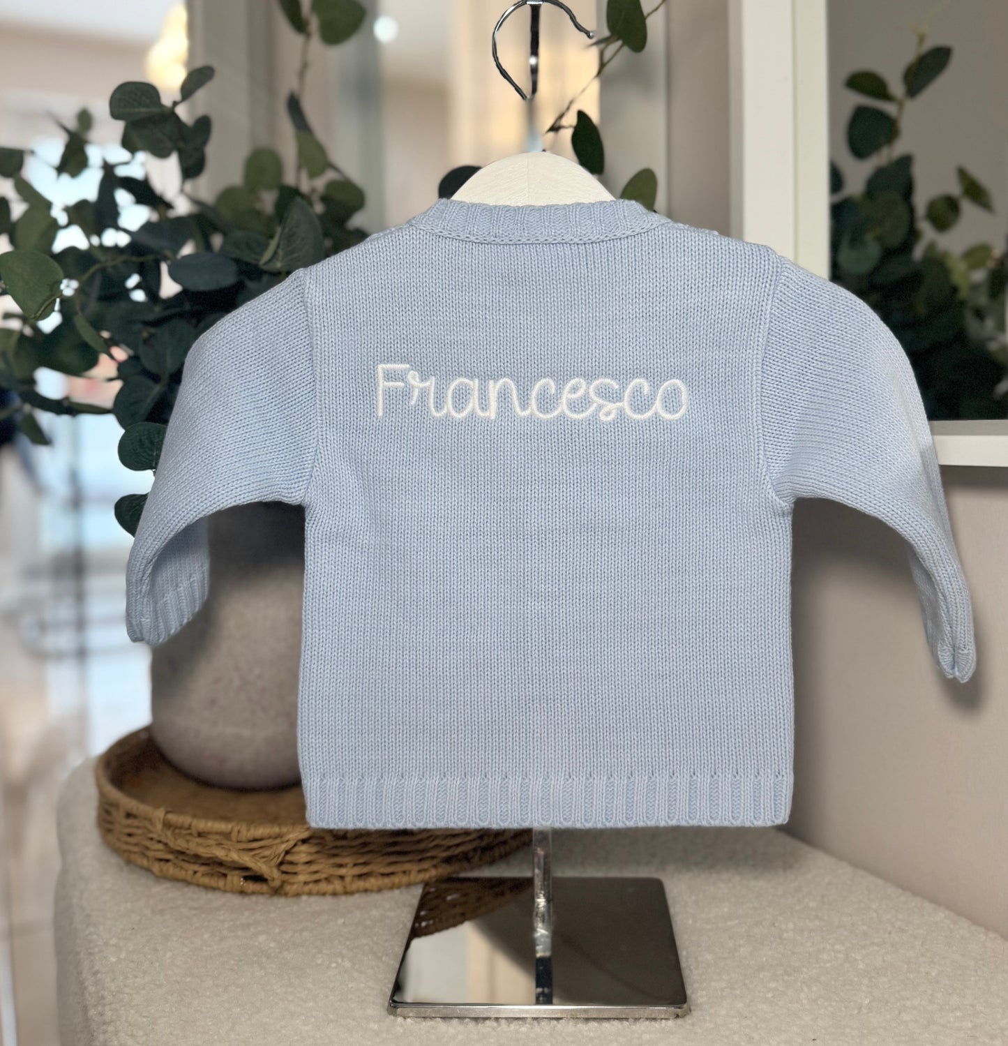 Knitted Personalised Baby Cardigan - Blue