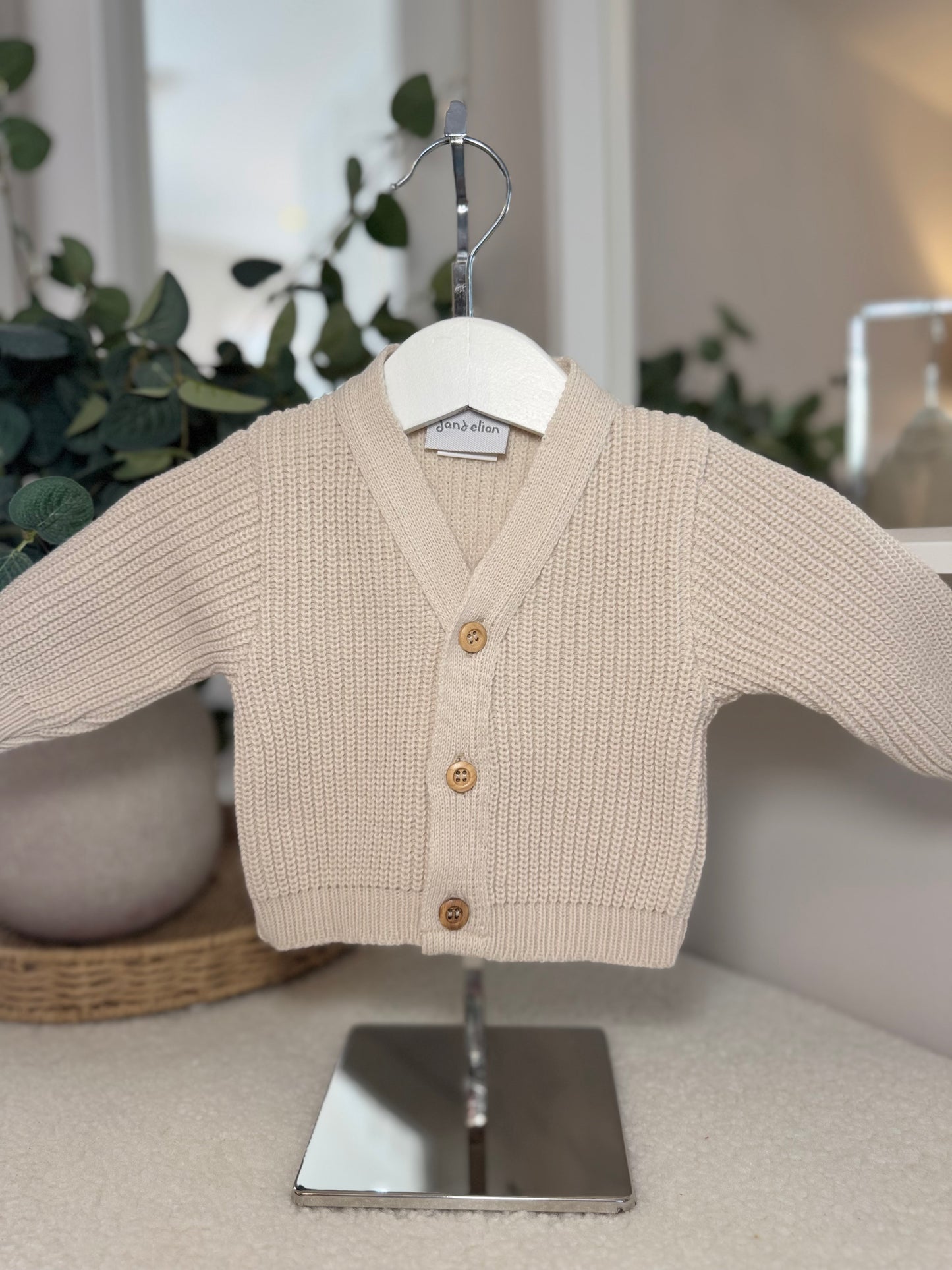 Knitted Personalised Baby Cardigan - Beige