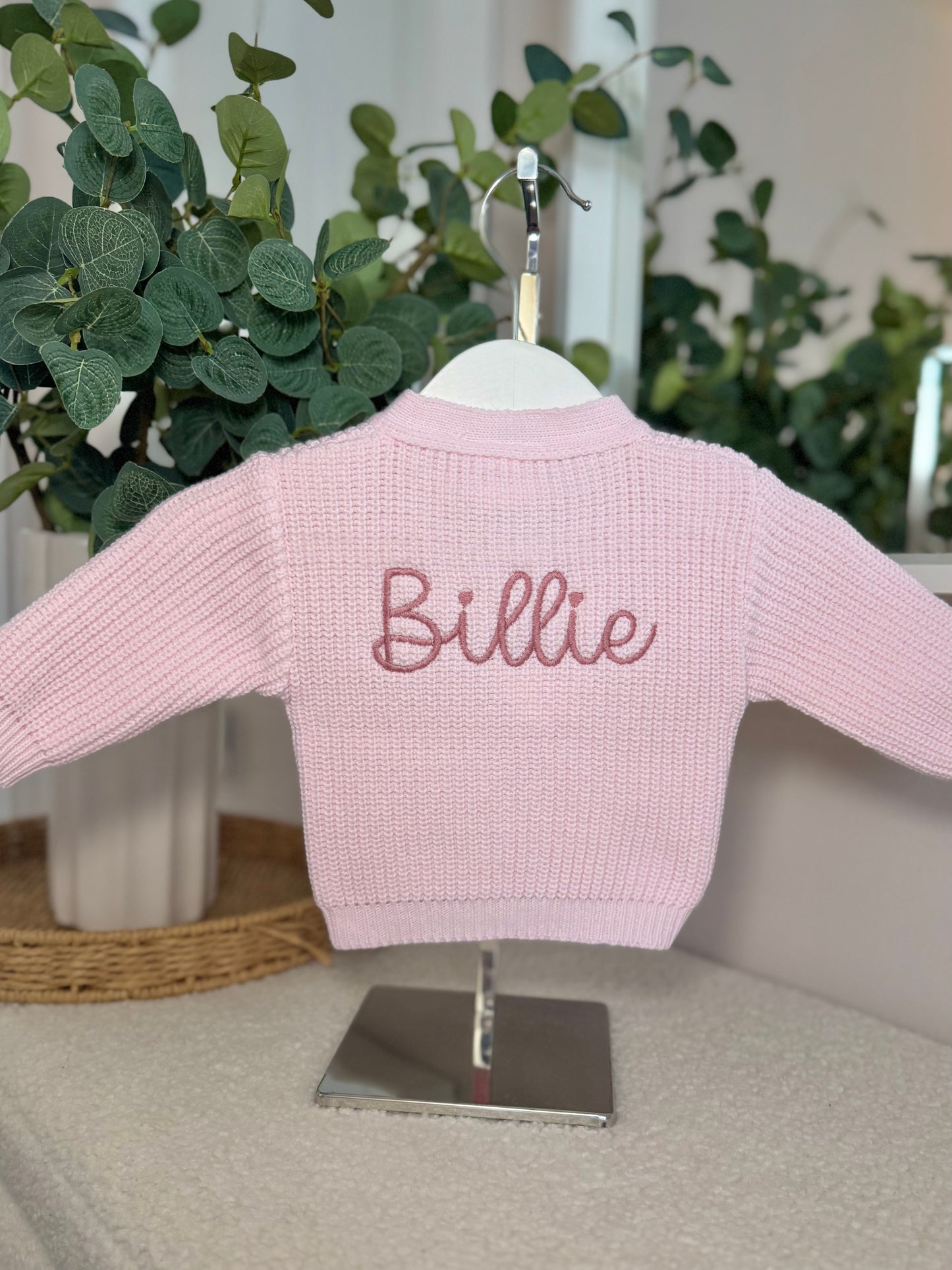 Knitted Personalised Baby Cardigan - Pink