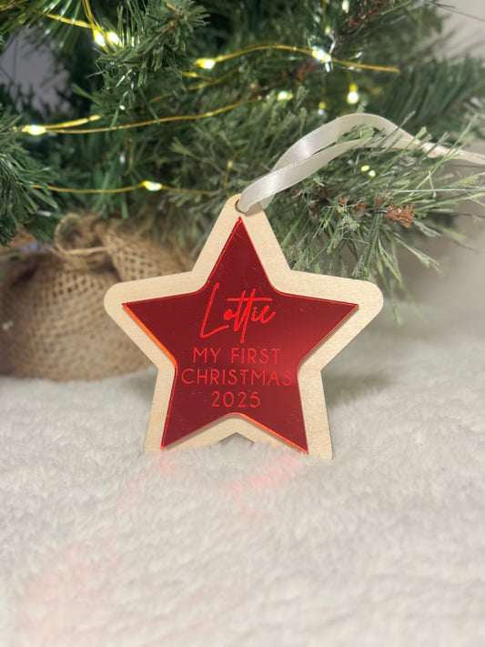My First Christmas Star Bauble - Red