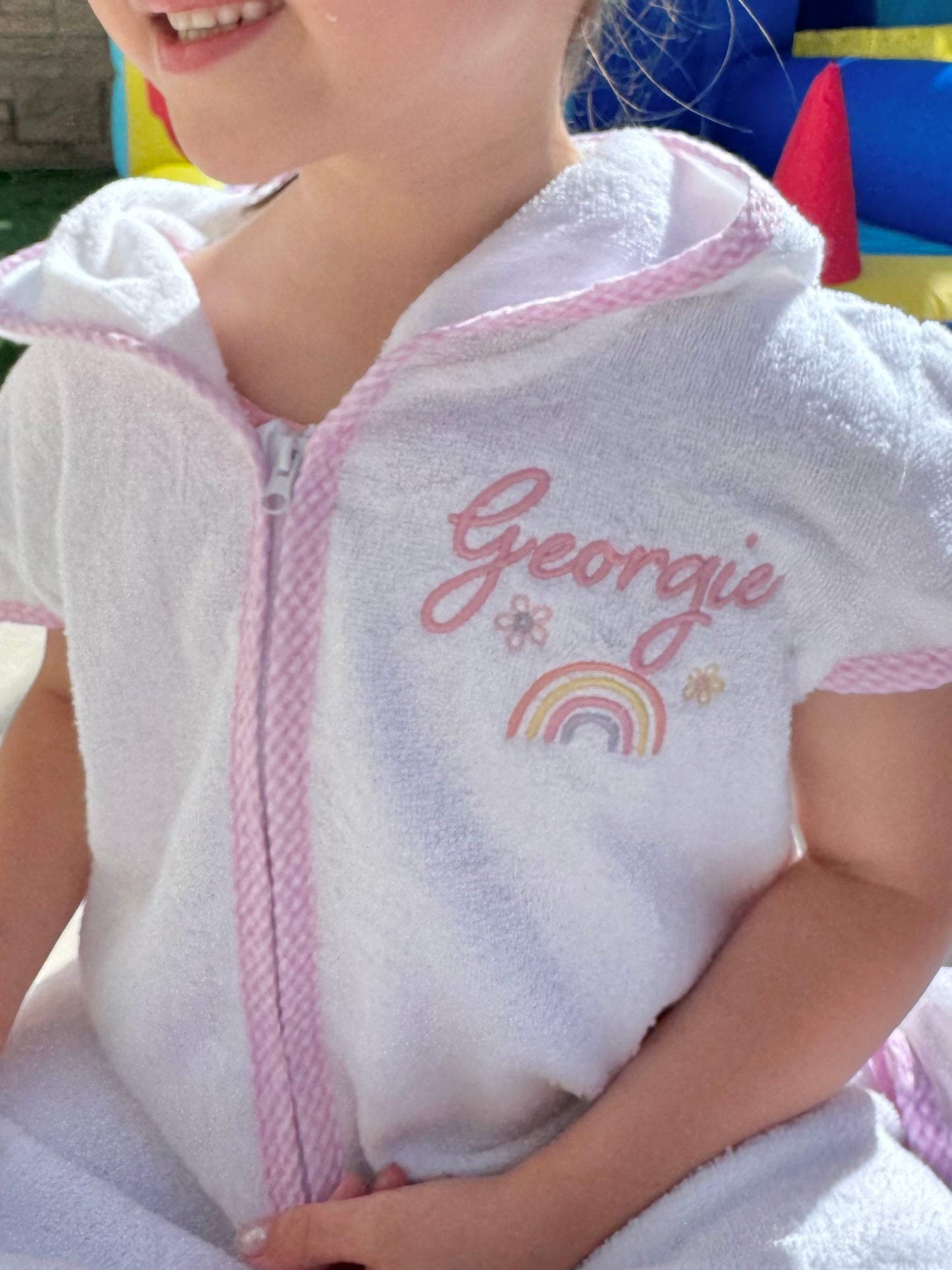 Girls Frilled Hooded towelling robe