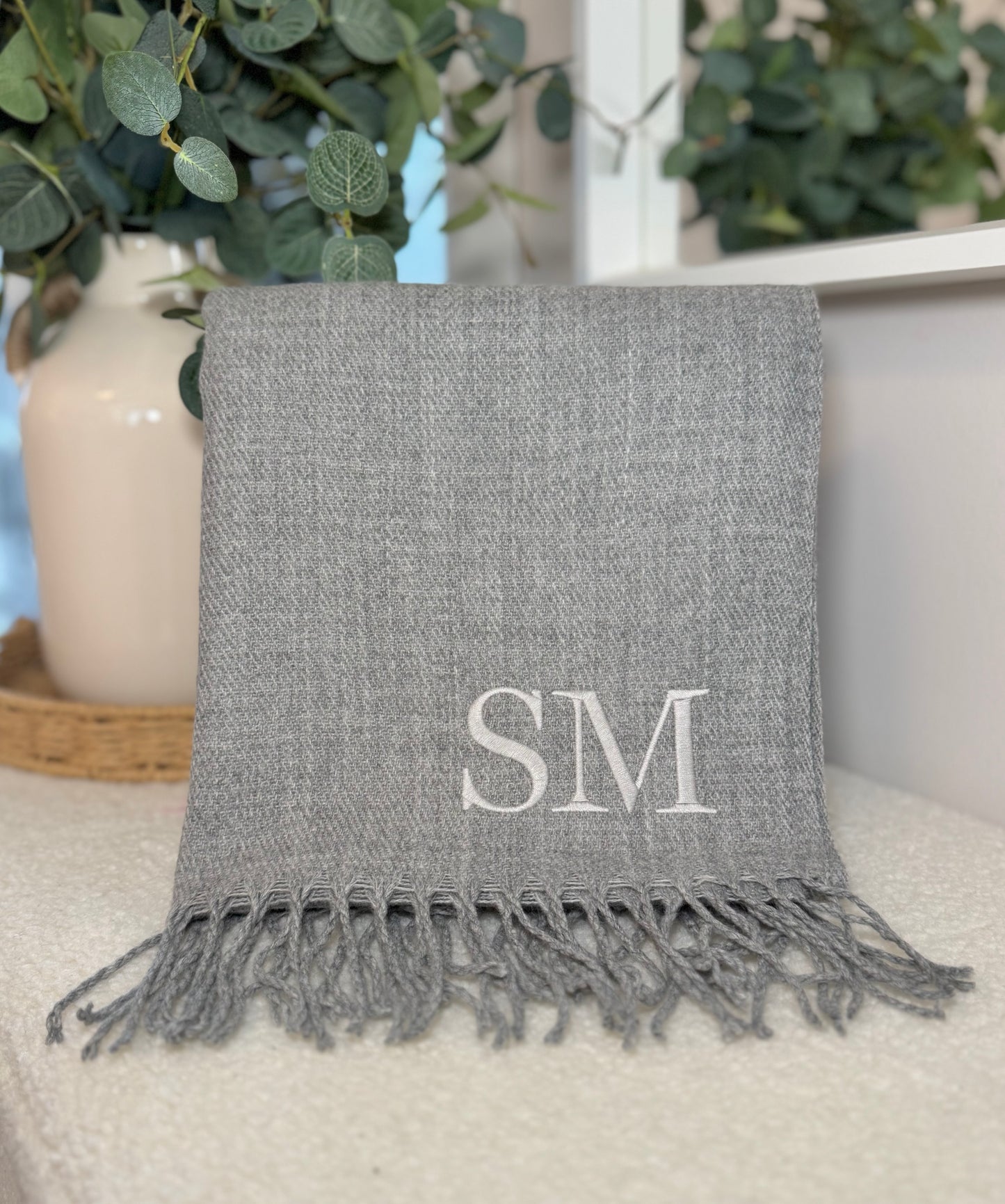 Personalised Luxury Scarf - Heather Grey