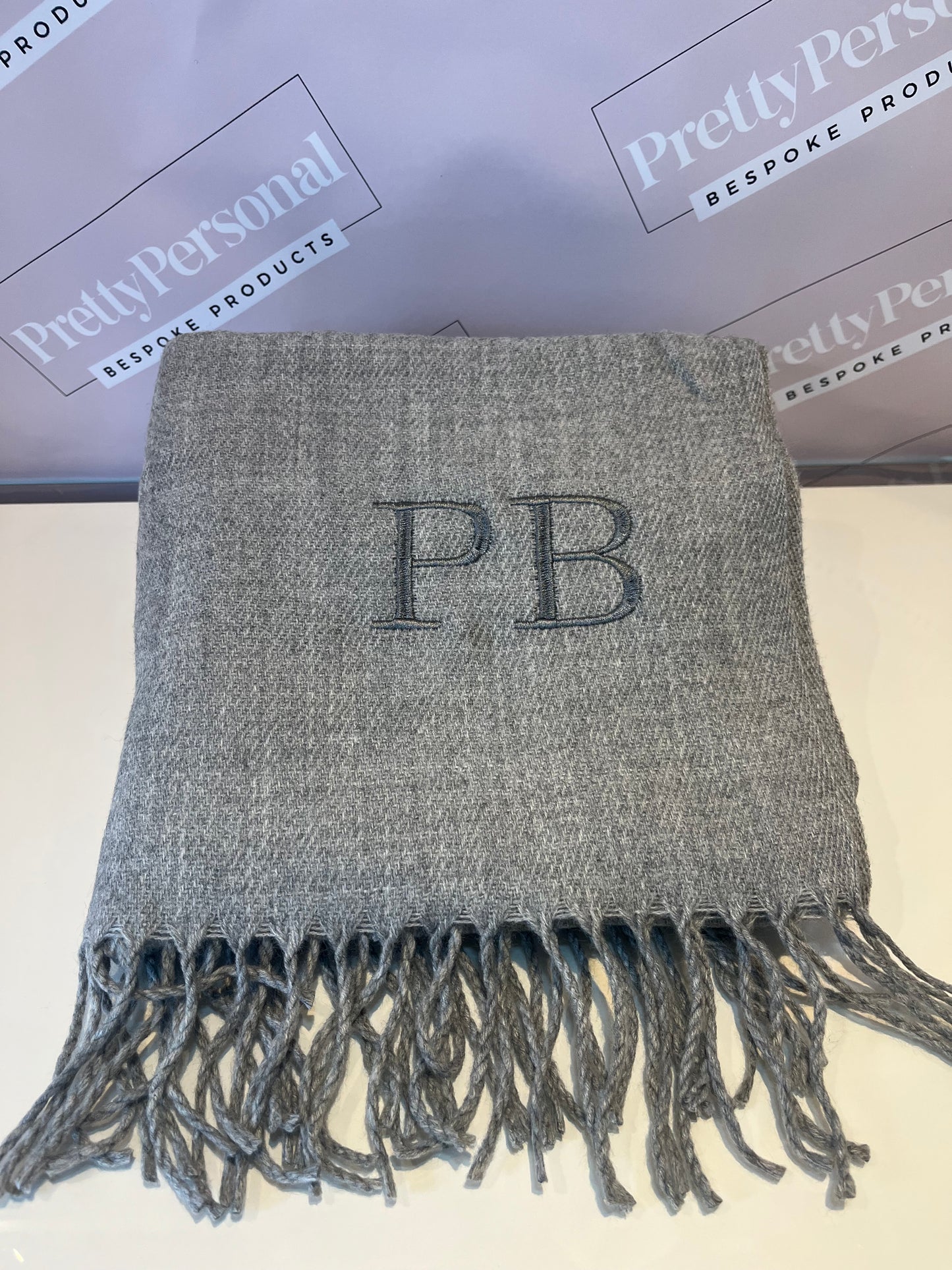 Personalised Luxury Scarf - Heather Grey