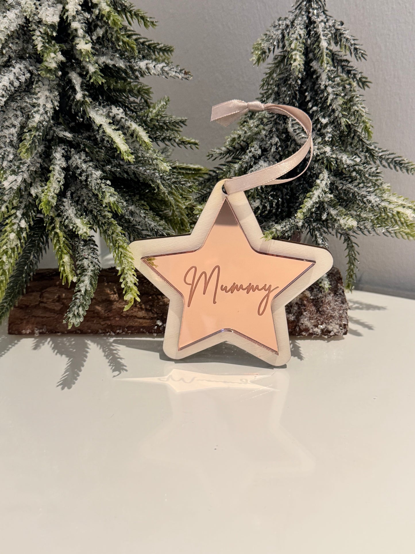 Personalised Star Christmas Bauble - Rose Gold