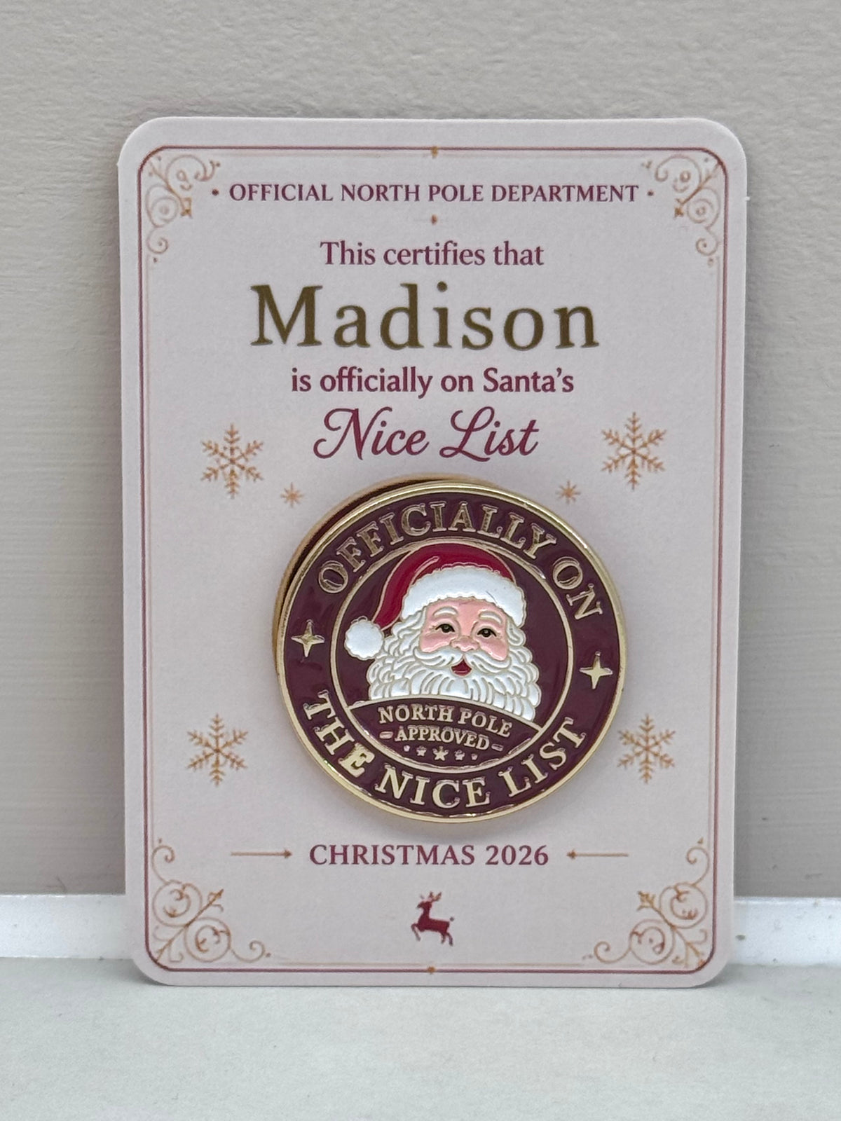 Personalised Nice List Badge - North Pole Approved