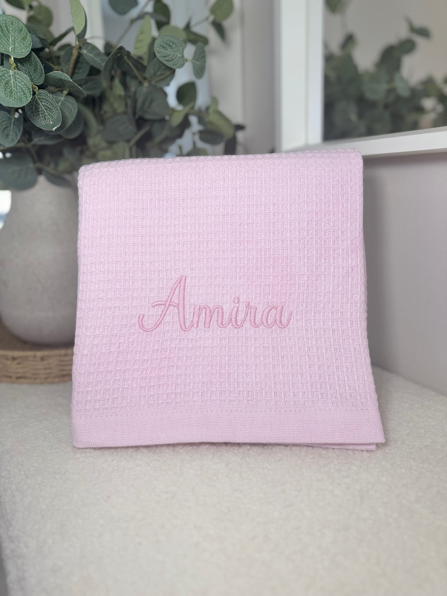 Personalised Baby Blanket  - Waffle Style Pink