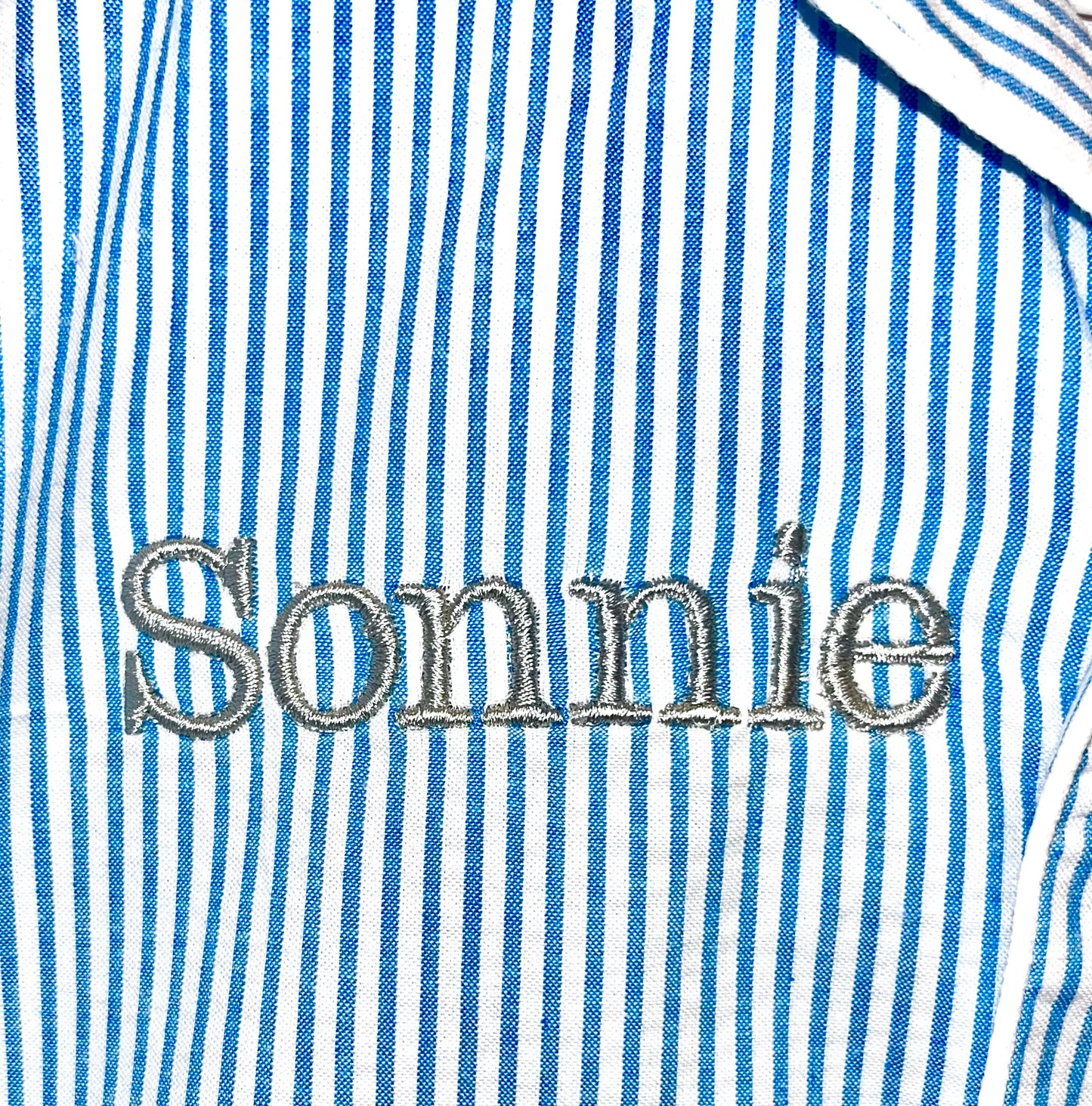 Personalised Boy's Blue Pinstripe Pyjamas