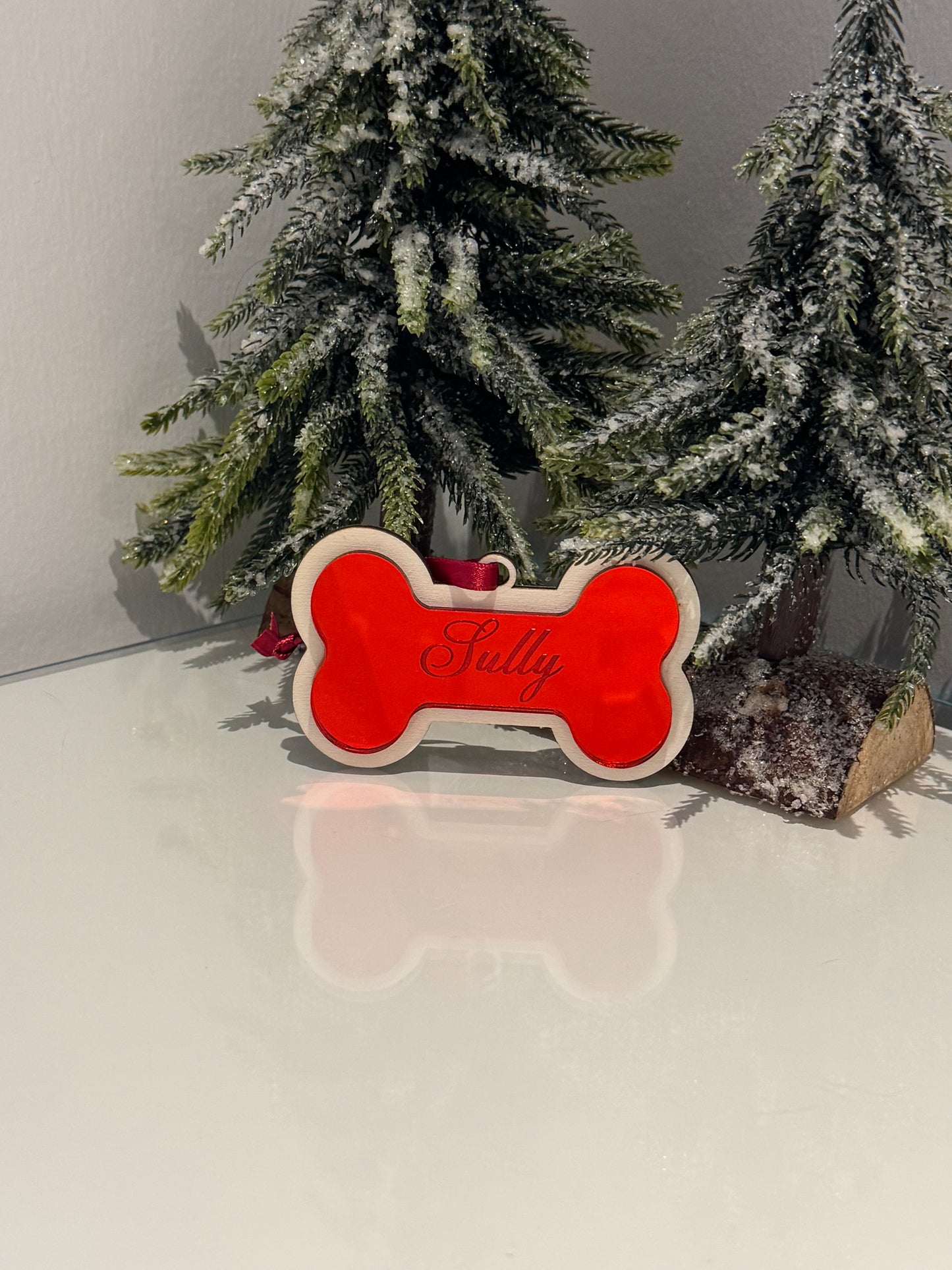 Christmas Dog Bone Bauble - Red