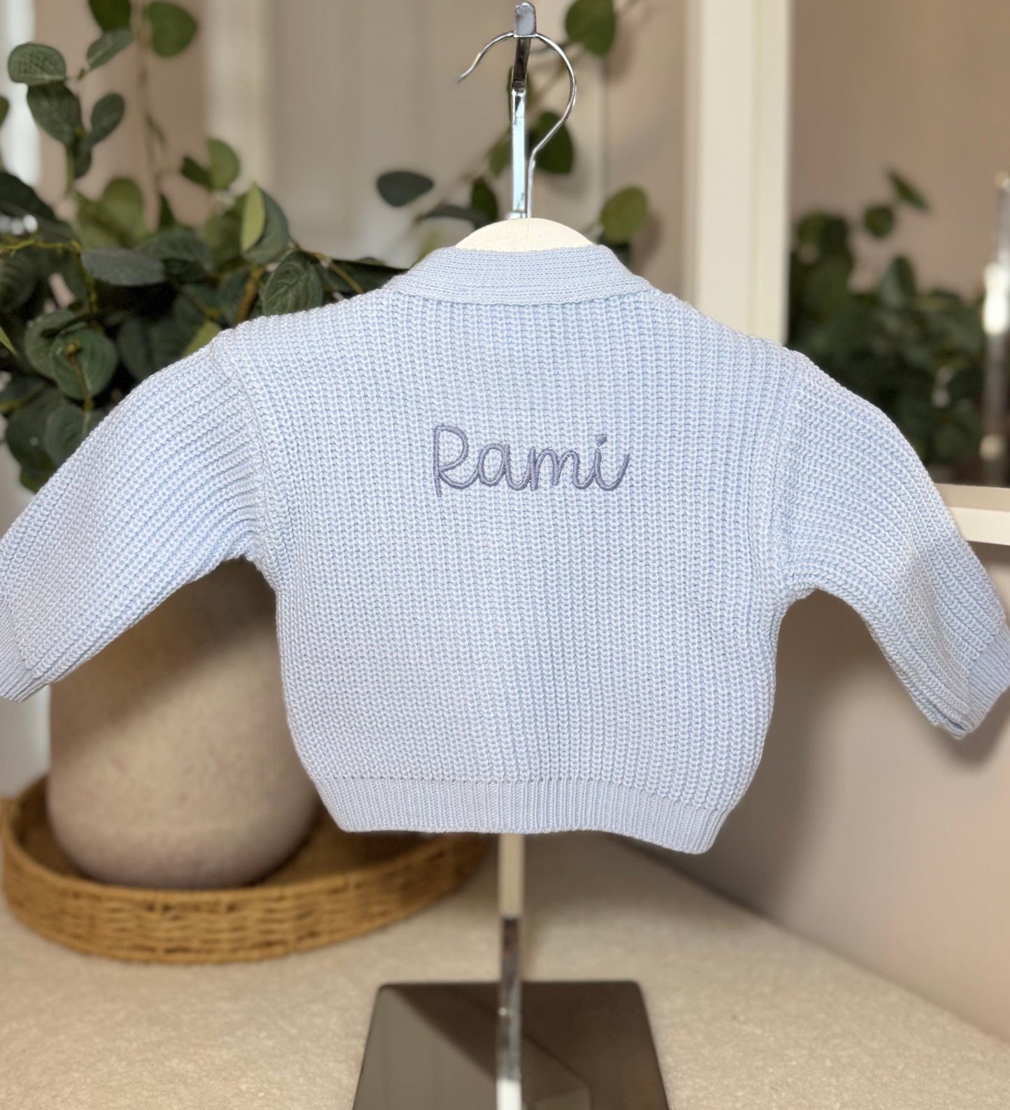 Knitted Personalised Baby Cardigan - Blue