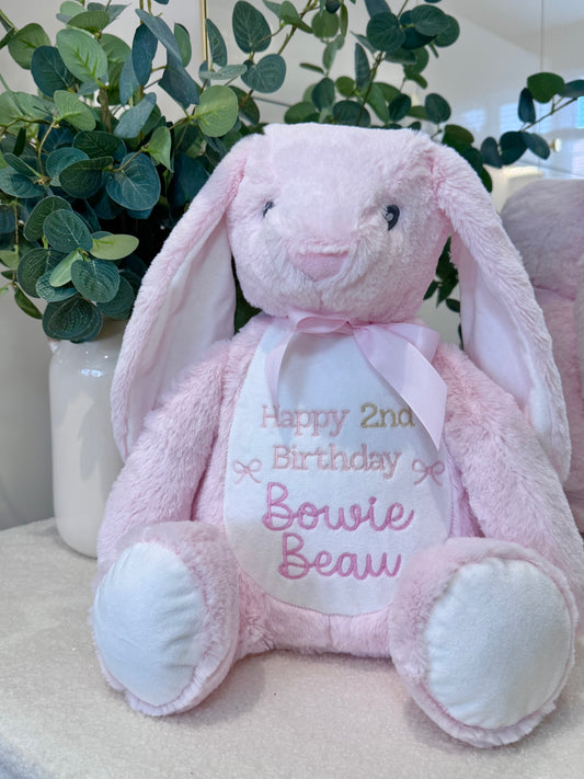 Personalised Birthday Bunny - Pink 45cm Deluxe Keepsake