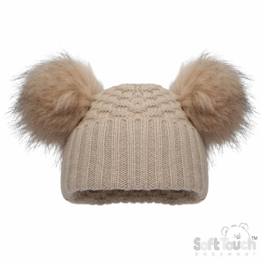 Embroidered Double Pom Winter Hat